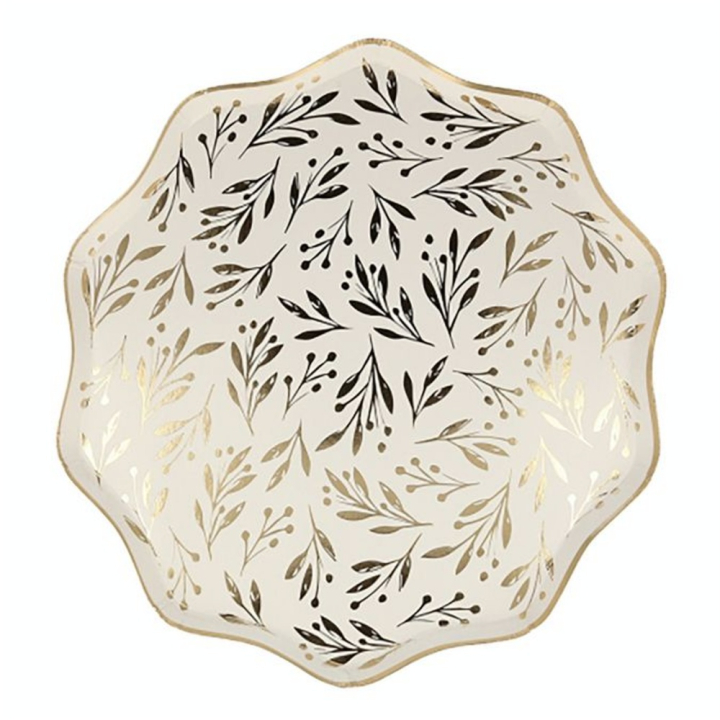 Assiettes Feuilles dorées Ø 26,7 cm 8 pcs - Meri Meri - Rougier et Plé