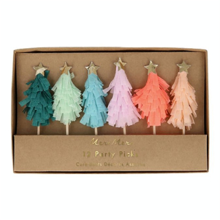 Pics apéritif décoratif Sapins coloré 12 pcs - Meri Meri - Rougier et Plé