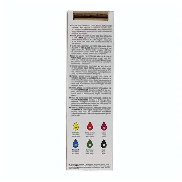 Peinture Setacolor tissus clairs set Initiation 6 x 20 ml - Pébéo - Rougier et Plé