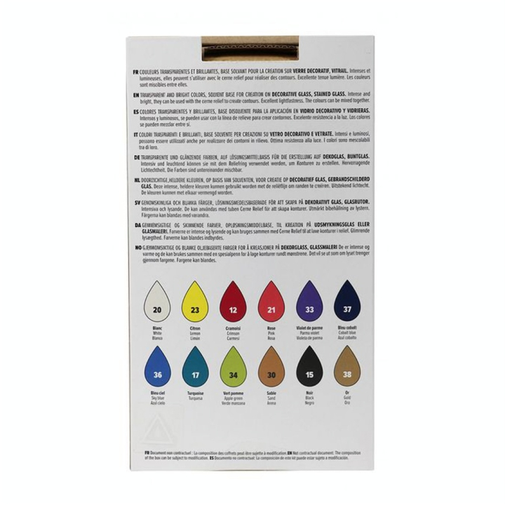 Peinture Vitrail set Exploration 12 x 20 ml - Pébéo - Rougier et Plé