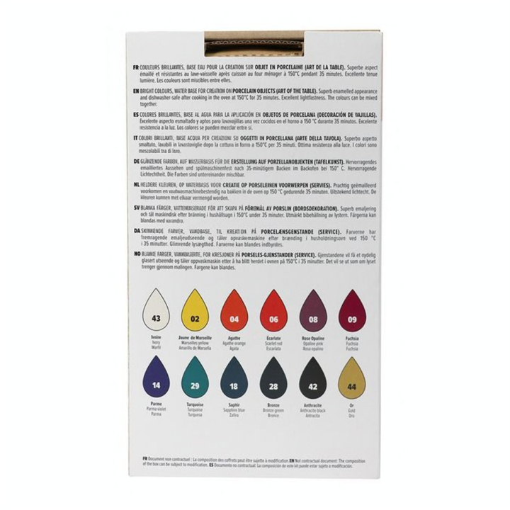 Peinture Porcelaine 150 set Exploration n°1 12 x 20 ml - Pébéo - Rougier et Plé