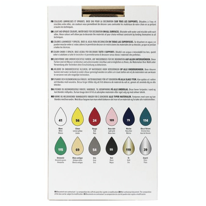 Peinture Deco mat set Initiation 12 x 20 ml - Pébéo - Rougier et Plé