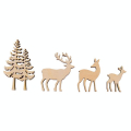 Décoration en bois Arbre et Cerf 4 pcs - Rayher - Rougier et Plé