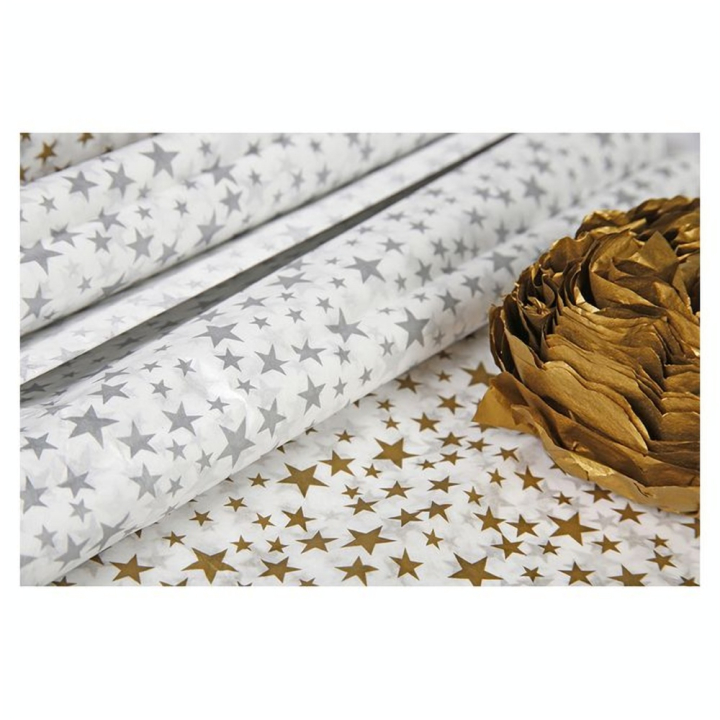 Papier de soie Étoiles or 50 x 75 cm 4 pcs - Clairefontaine - Rougier et Plé