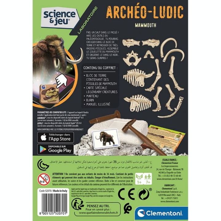 Jeu scientifique Archéo-Ludic Mammouth - Clementoni - Rougier et Plé