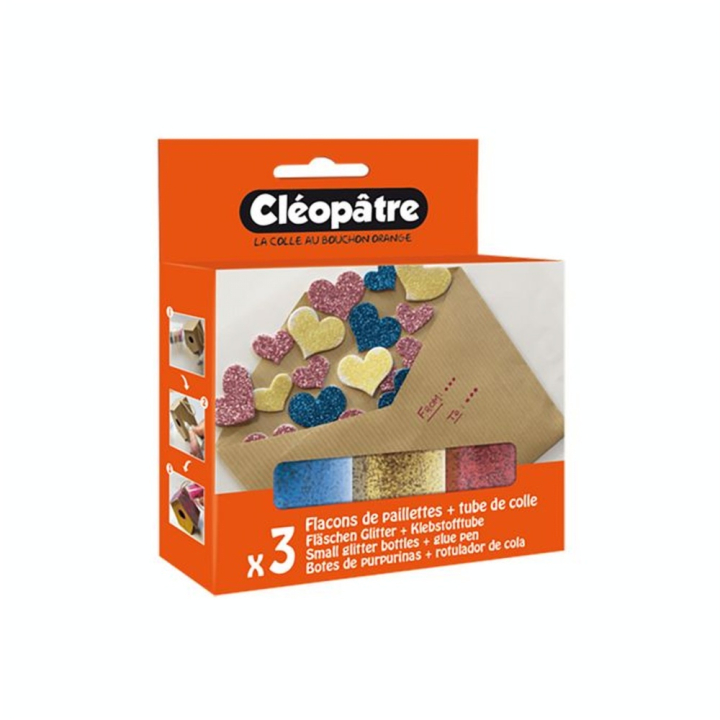 Paillettes Set Little box Fluo + colle - Cléopatre - Rougier et Plé