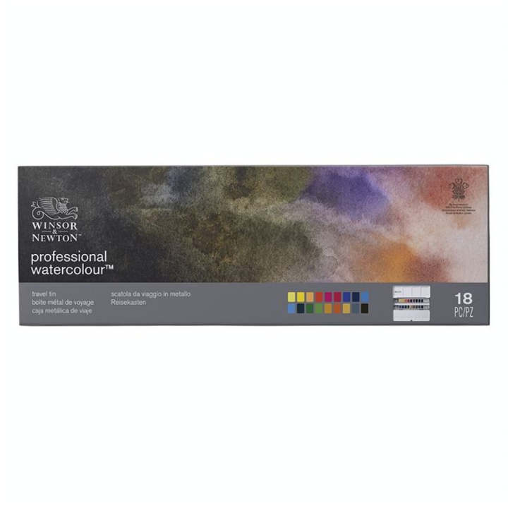 Aquarelle extra-fine Boîte métal de voyage 18 demi-godets - Winsor & Newton - Rougier et Plé