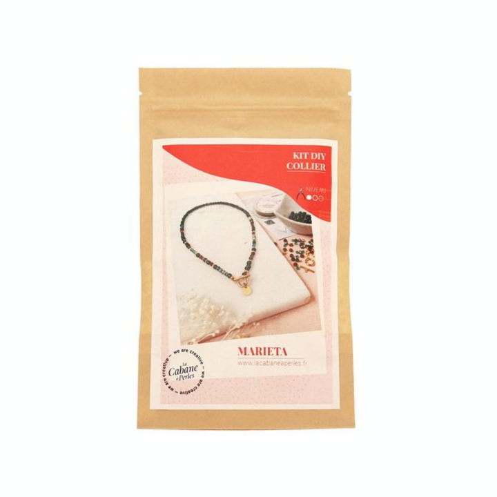Kit bijou Collier Marieta vert - la cabane à perles - Rougier et Plé