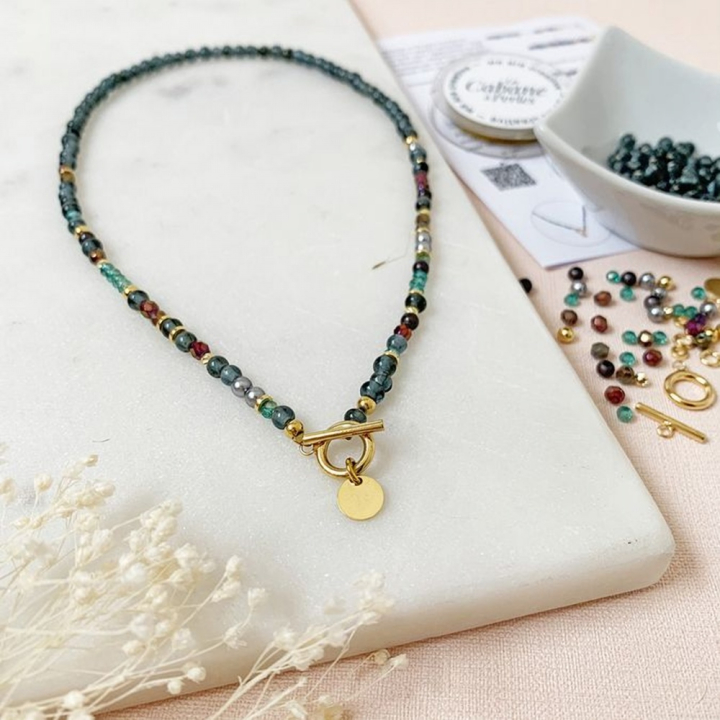Kit bijou Collier Marieta vert - la cabane à perles - Rougier et Plé