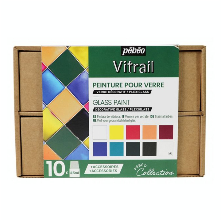 Peinture Vitrail set Collection 10 x 45 ml - Pébéo - Rougier et Plé