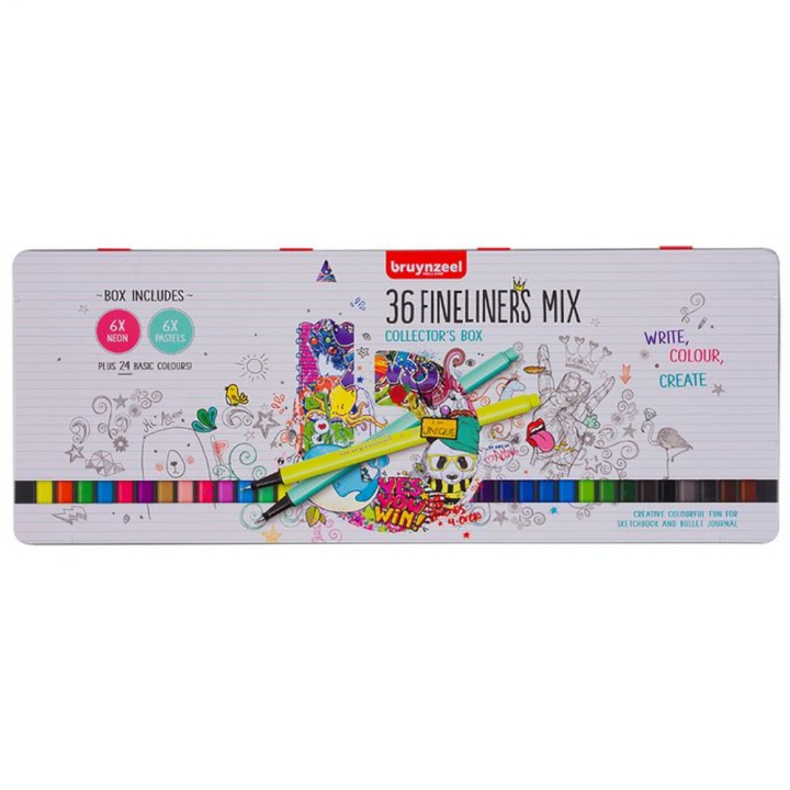 Feutre fin 0.4 mm Boîte métal de 36 Fineliners - Bruynzeel - Rougier et Plé