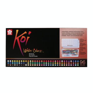 Aquarelle Koi 96 demi-godets + Pinceau à réservoir - Sakura - Rougier et Plé