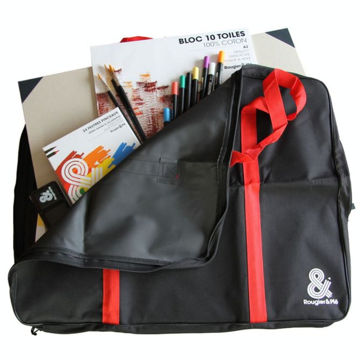 Sac artiste 76 x 62 x 6 cm Anses rouges - Rougier&Plé - Rougier et Plé
