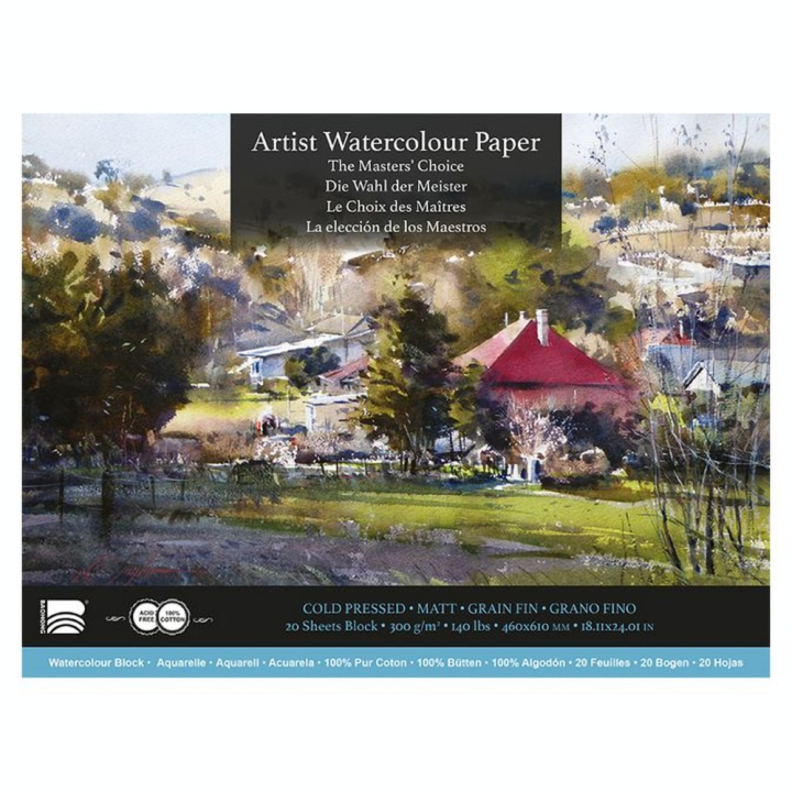 Papier aquarelle grain fin Le Choix des Maîtres Bloc 20 feuilles 300 g/m² - Baohong - Rougier et Plé