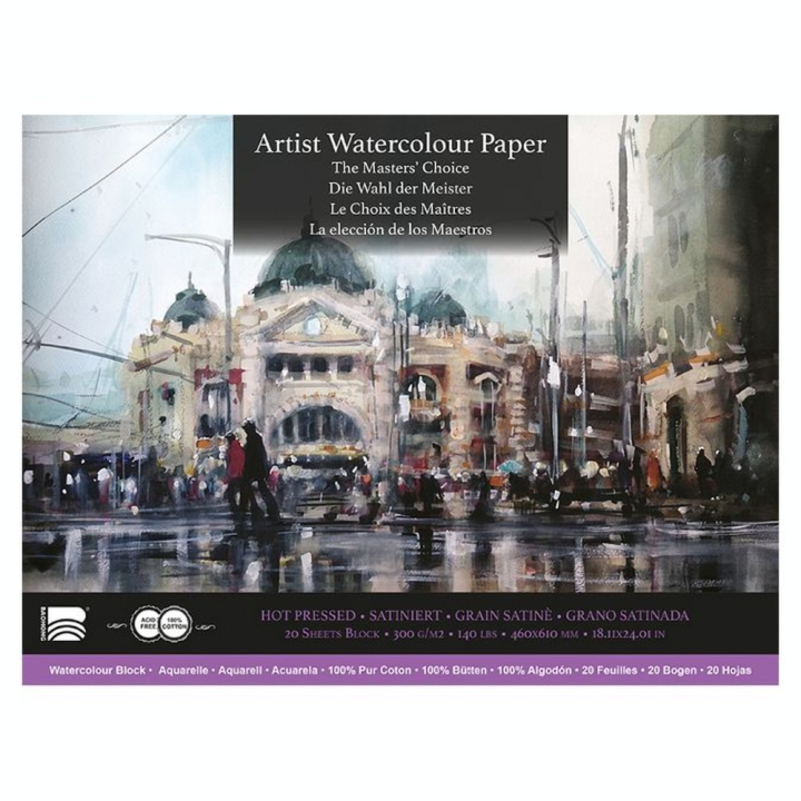Papier aquarelle grain satiné Le Choix des Maîtres Bloc 20 feuilles 300 g/m² - Baohong - Rougier et Plé