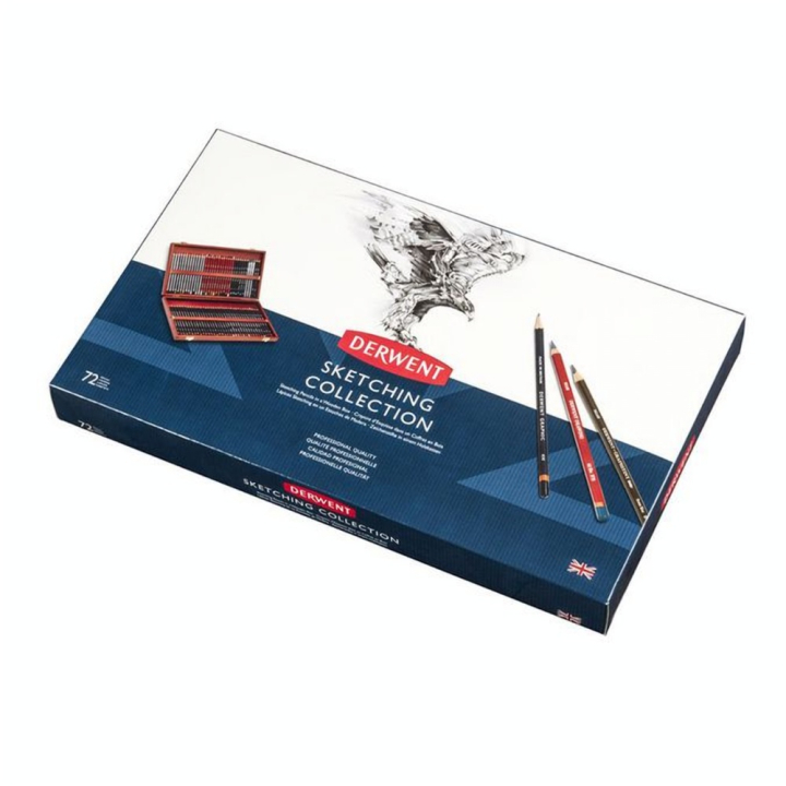 Crayon dessin technique Sketching Coffret bois 72 pcs - Derwent - Rougier et Plé