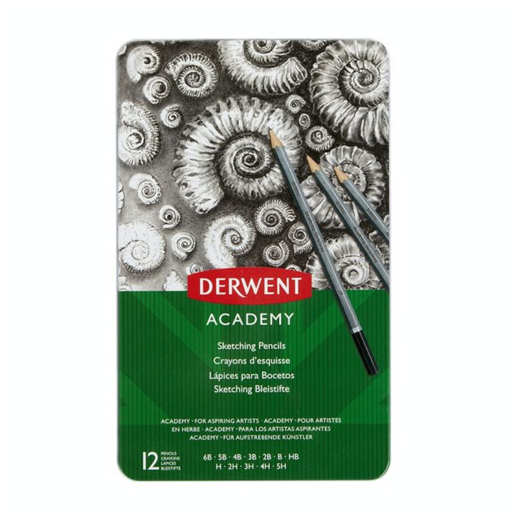 Crayon Sketching Academy Boîte métal 12 pcs - Derwent - Rougier et Plé