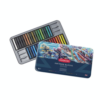 Carré d'encre aquarellable Inktense Block Boîte métal 36 pcs - Derwent - Rougier et Plé