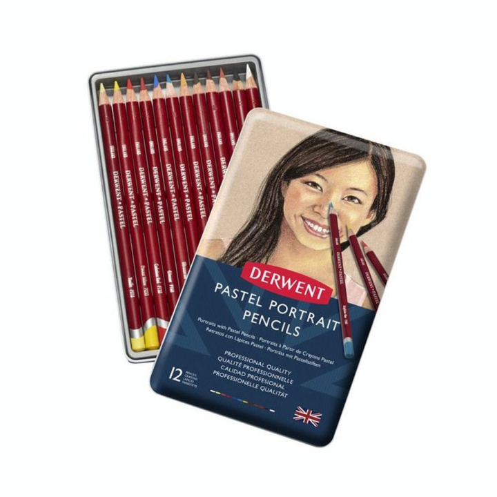 Crayon pastel Boîte métal 12 pcs Portrait - Derwent - Rougier et Plé