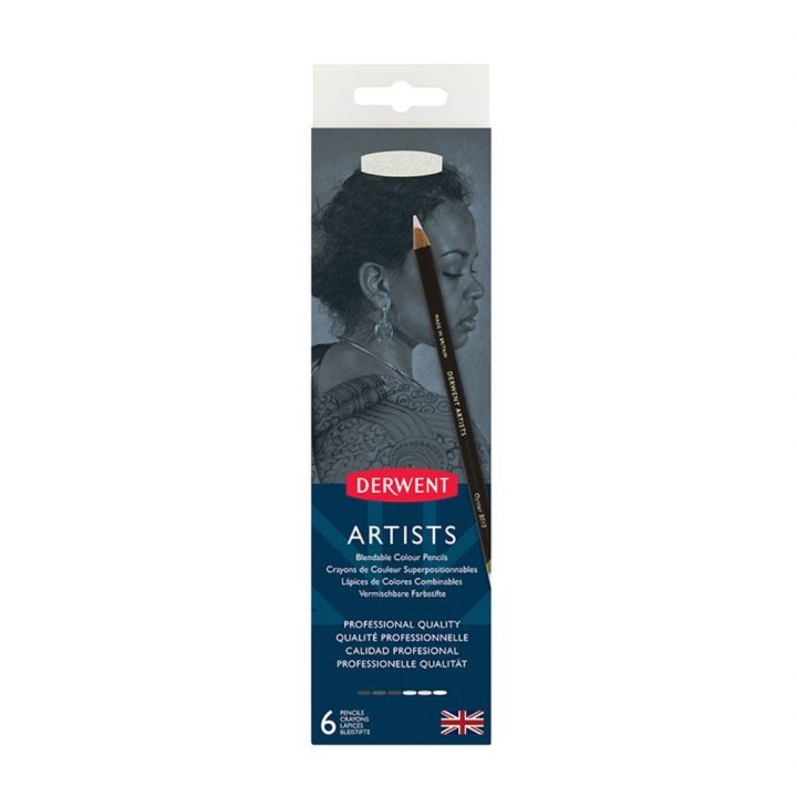Crayon noir et blanc Artists Boîte métal 6 pcs - Derwent - Rougier et Plé
