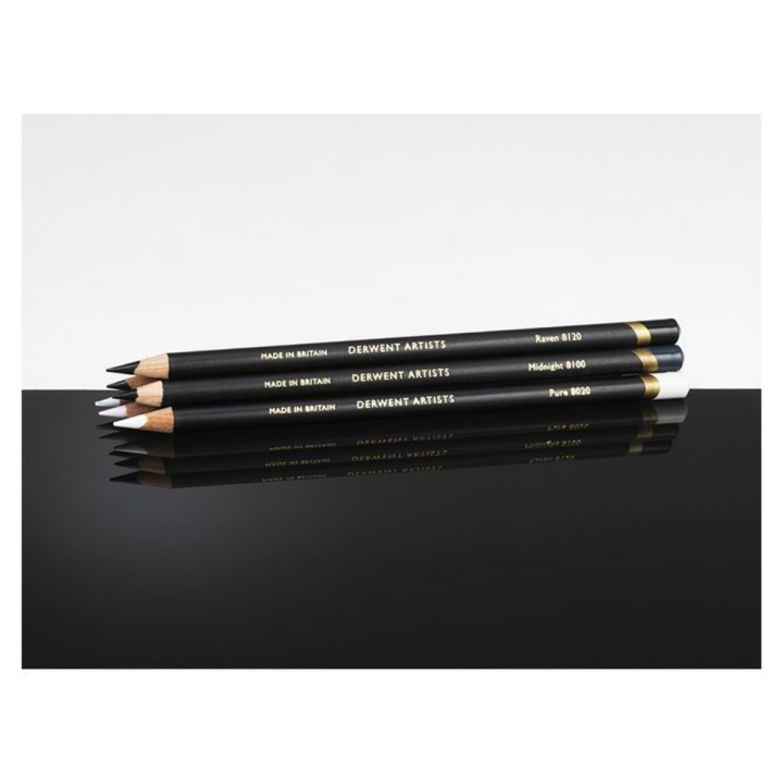 Crayon noir et blanc Artists Boîte métal 6 pcs - Derwent - Rougier et Plé