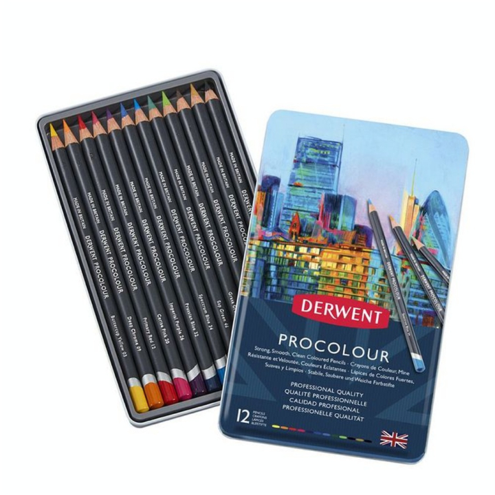 Crayon de couleur Procolour Boîte métal 12 pcs - Derwent - Rougier et Plé