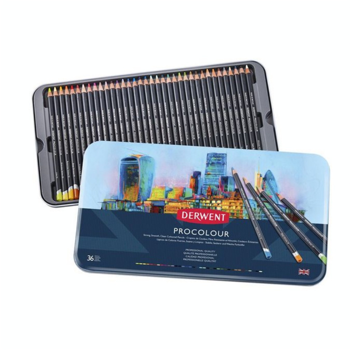Crayon de couleur Procolour Boîte métal 36 pcs - Derwent - Rougier et Plé