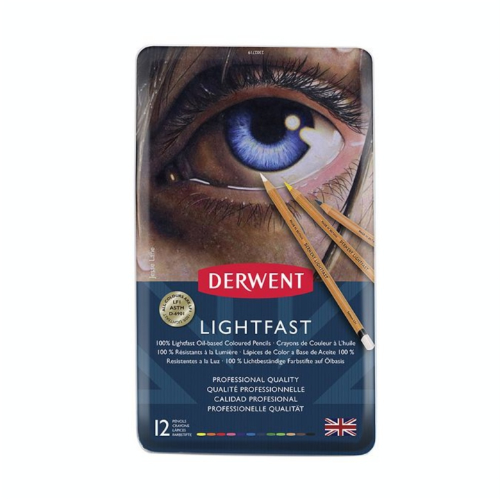 Crayon de couleur Lightfast Boîte métal 12 pcs - Derwent - Rougier et Plé