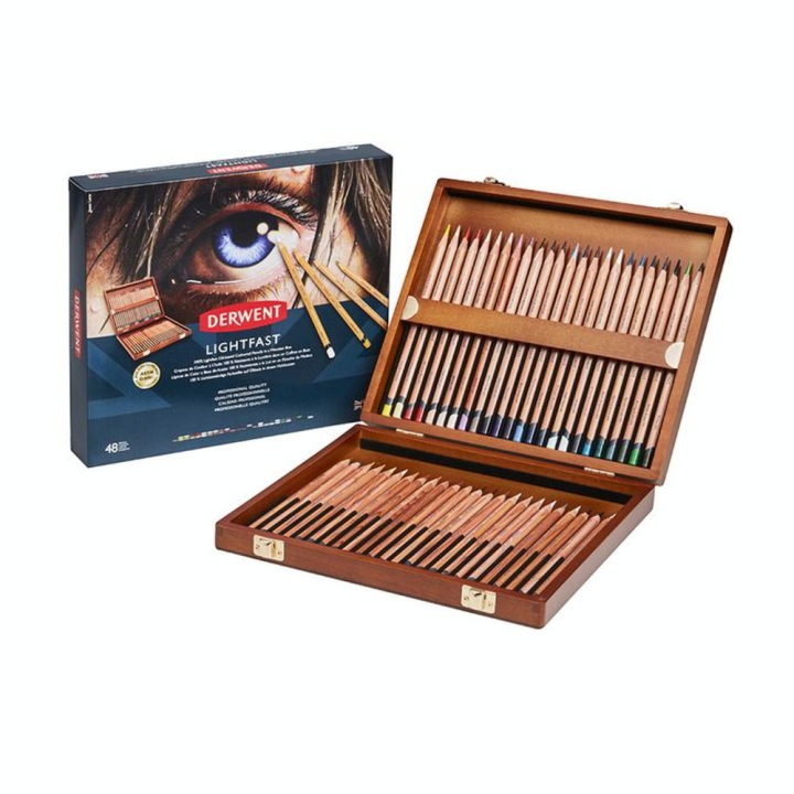 Crayon de couleur Lightfast Coffret bois 48 pcs - Derwent - Rougier et Plé