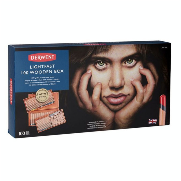 Crayon de couleur Lightfast Coffret bois 100 pcs - Derwent - Rougier et Plé