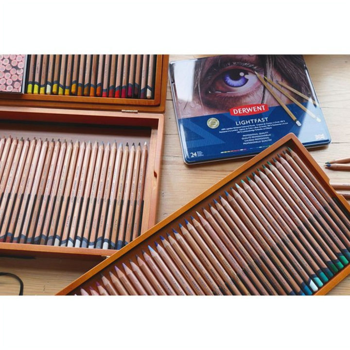 Crayon de couleur Lightfast Coffret bois 100 pcs - Derwent - Rougier et Plé