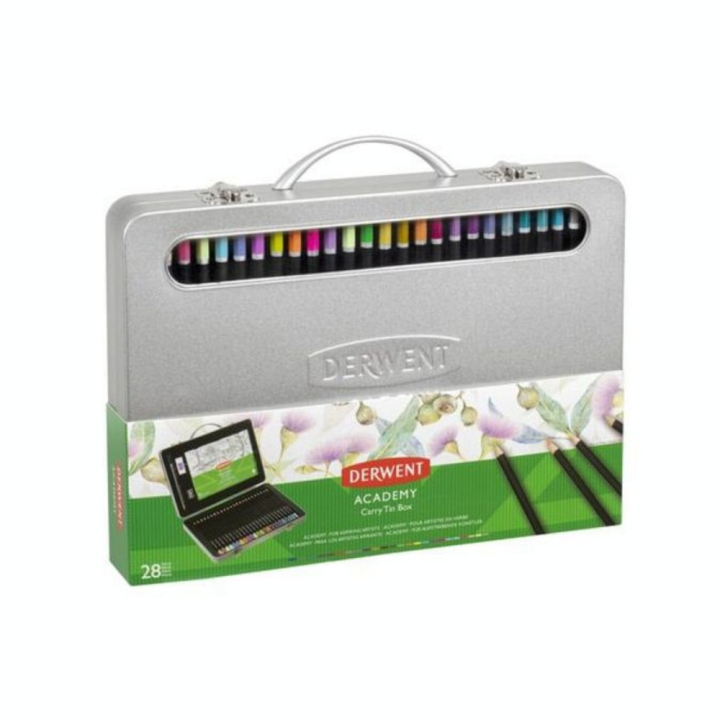 Crayon de couleur Valisette 28 crayons + accessoires - Derwent - Rougier et Plé