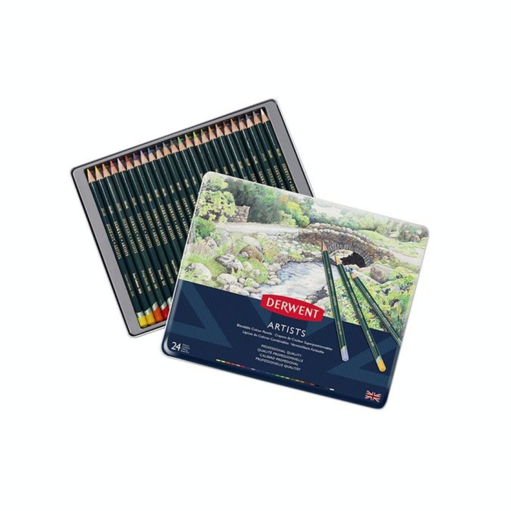 Crayon de couleur Artists Boîte métal 24 pcs - Derwent - Rougier et Plé
