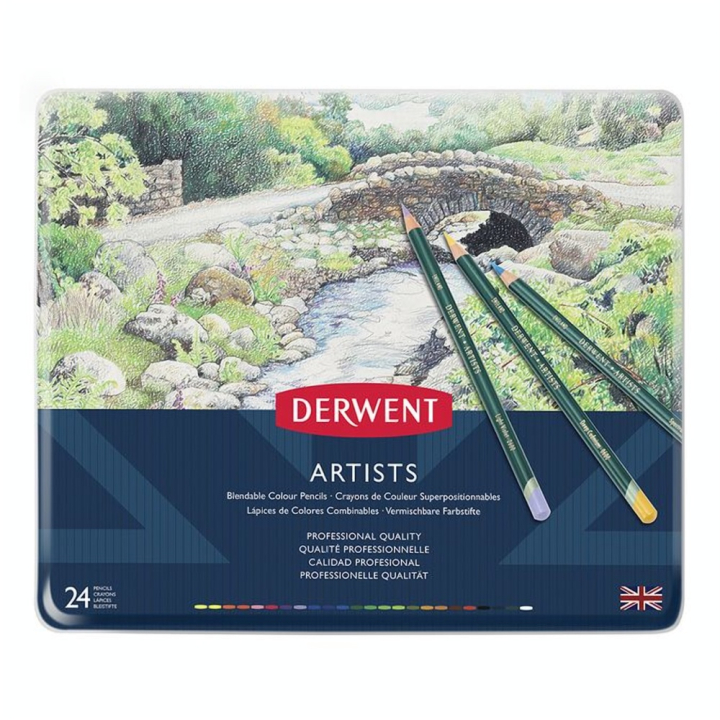 Crayon de couleur Artists Boîte métal 24 pcs - Derwent - Rougier et Plé