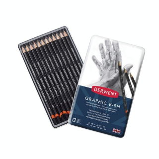 Crayon graphite Graphic Boîte métal Mines dures 12 pcs - Derwent - Rougier et Plé