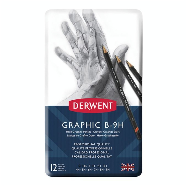 Crayon graphite Graphic Boîte métal Mines dures 12 pcs - Derwent - Rougier et Plé