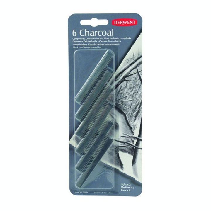 Fusain compressé Charcoal 6 pcs - Derwent - Rougier et Plé