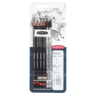 Crayon Graphic + Graphitone + accessoires 8 pcs - Derwent - Rougier et Plé