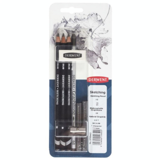 Crayon Sketching + Graphitone + accessoires 8 pcs - Derwent - Rougier et Plé