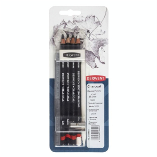 Crayon Charcoal + Tinted Charcoal + accessoires 9 pcs - Derwent - Rougier et Plé