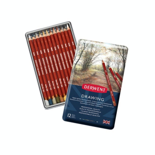 Crayon de couleur Drawing Boîte métal 12 pcs - Derwent - Rougier et Plé