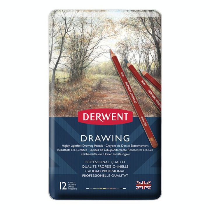 Crayon de couleur Drawing Boîte métal 12 pcs - Derwent - Rougier et Plé