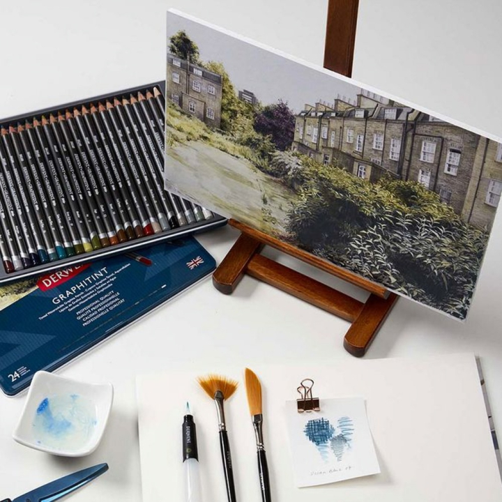 Crayon graphite aquarellable Graphitint Boîte métal 12 pcs - Derwent - Rougier et Plé