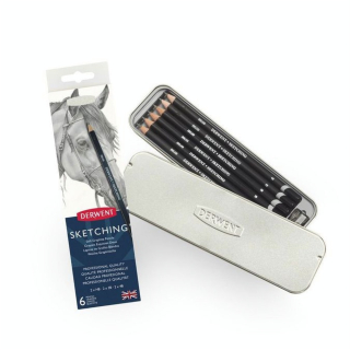 Crayon dessin technique Sketching Boîte métal 6 pcs - Derwent - Rougier et Plé