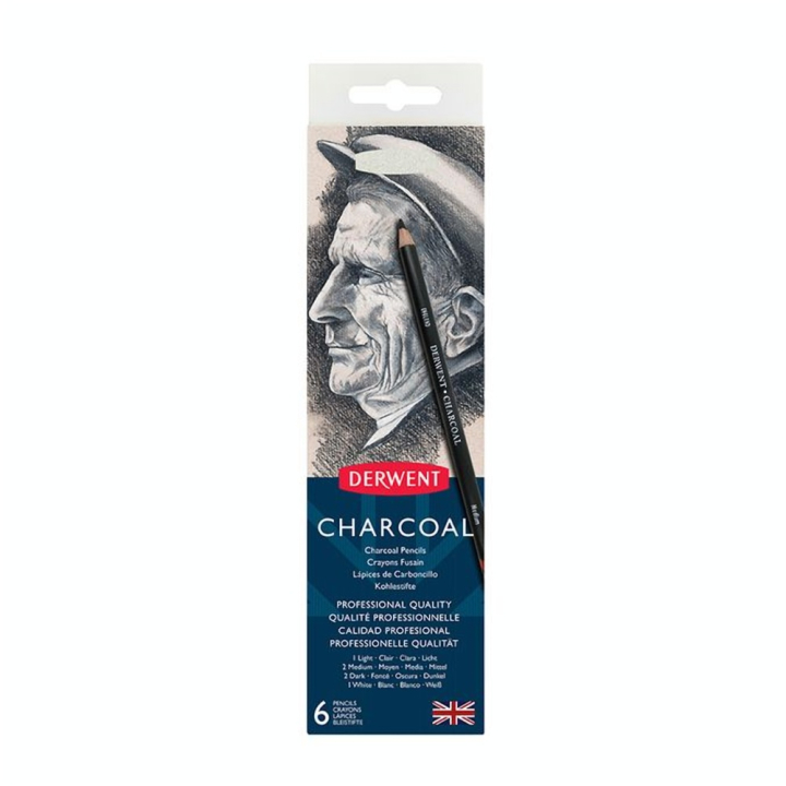 Crayon fusain Sketching Boîte métal 6 pcs - Derwent - Rougier et Plé