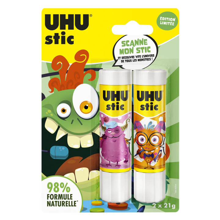 Bâton de colle 21 g Édition Neon 2 pcs - Uhu - Rougier et Plé