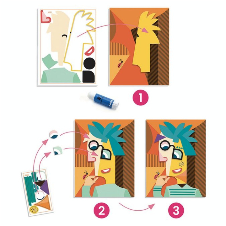 Collages & Stickers Inspired by Têtes au carré - Djeco - Rougier et Plé