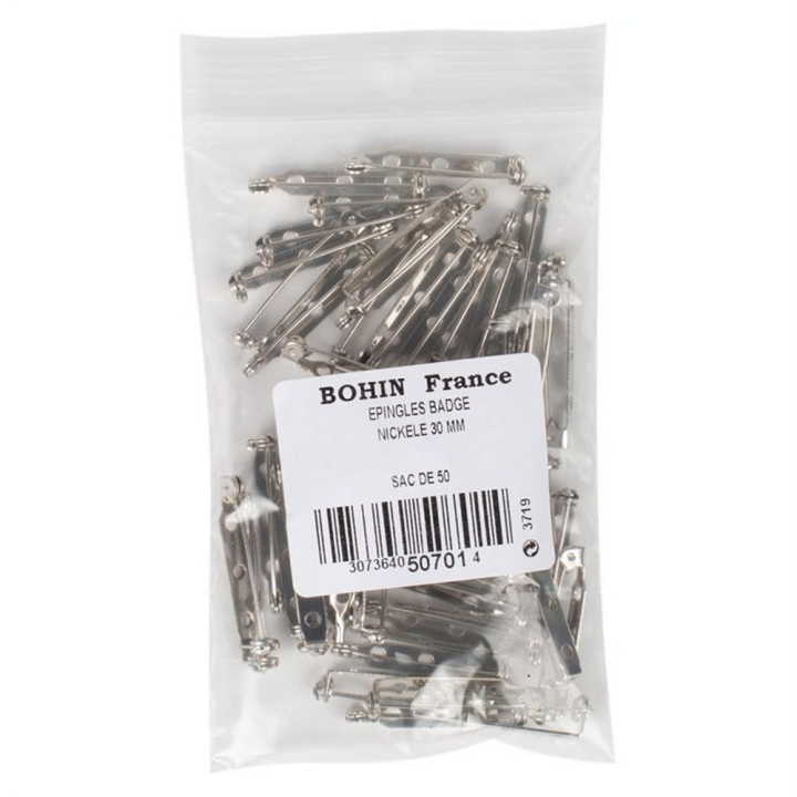 Épingle à badge nickelé Ø 30 mm 50 pcs - Bohin - Rougier et Plé