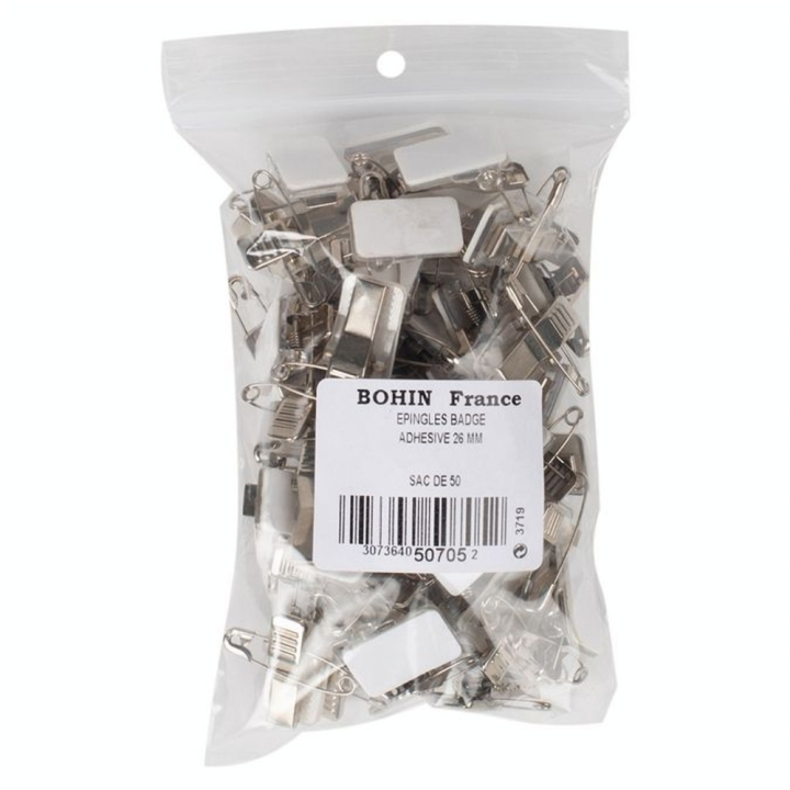 Épingle badge nickelé Ø 26 mm 50 pcs - Bohin - Rougier et Plé