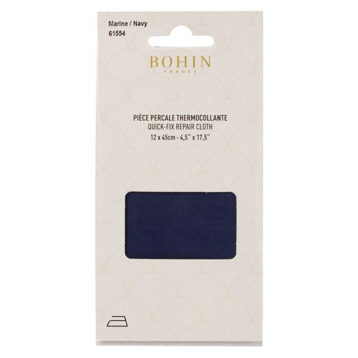 Pièce de réparation Percale thermocollante Bleue marine - Bohin - Rougier et Plé